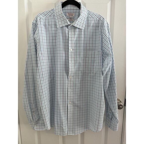 Merona mens shirt Size Extra Large collar button up long sleeve pocket Check - Picture 1 of 3